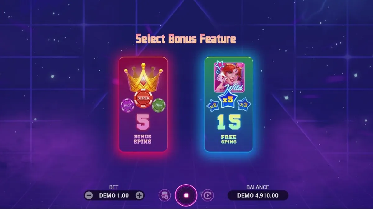 Tampilan futuristik dan neon dari slot Luck Reactor oleh Evoplay